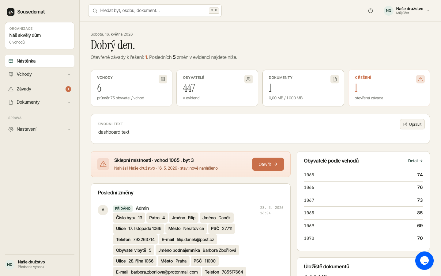 Sousedomat app preview